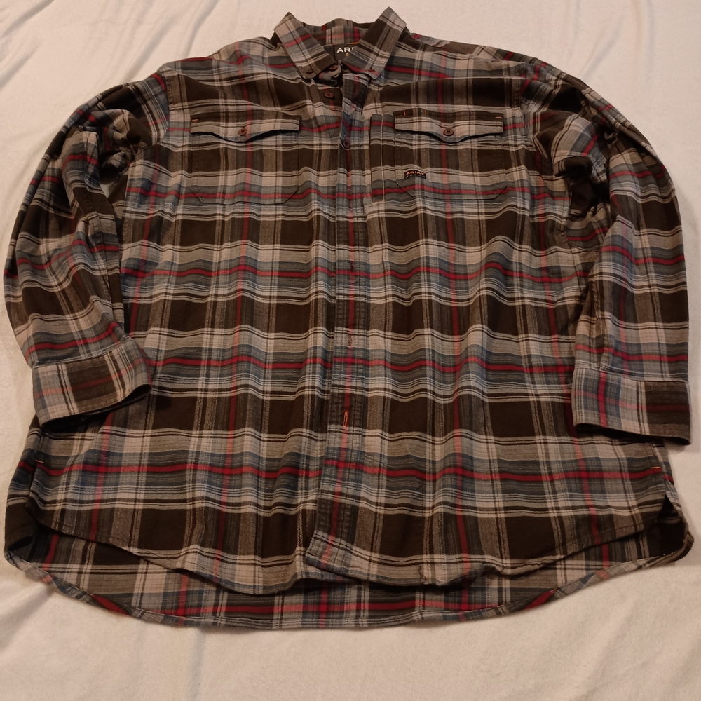 Ariat Rebar Durastrech Workwear Flannel Heavyweight Men's Size XL Plaid